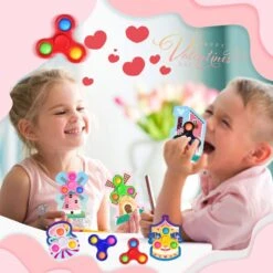 32PCs Valentine Fidget Spinner Stress Relief Toys With Valentine Cards -Popfun 32pcs valentine fidget spinner stress relief toys with valentine cards 867912