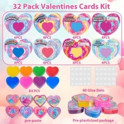 32PCS Valentine Glowing Slimes With Greeting Cards -Popfun 32pcs valentine glowing slimes with greeting cards 659873
