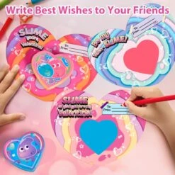 32PCS Valentine Glowing Slimes With Greeting Cards -Popfun 32pcs valentine glowing slimes with greeting cards 729062
