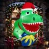 3.5 Ft Christmas Inflatable Dinosaur Outdoor Window Decoration Blow Up Decorations For Home Yard Garden Lawn Party With Build-in LED Lights Xmas -Popfun 35ft inflatable christmas santa dinosaur 496068