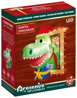 3.5 Ft Christmas Inflatable Dinosaur Outdoor Window Decoration Blow Up Decorations For Home Yard Garden Lawn Party With Build-in LED Lights Xmas -Popfun 35ft inflatable christmas santa dinosaur 531728