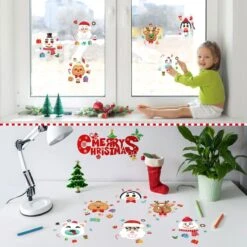 36PCS Christmas Themed DIY Make A Face Stickers -Popfun 36pcs christmas themed stickers 611116