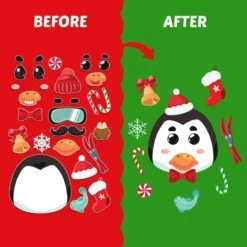 36PCS Christmas Themed DIY Make A Face Stickers -Popfun 36pcs christmas themed stickers 724612