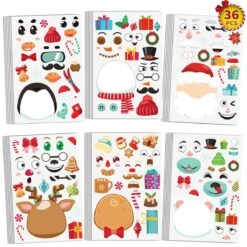 36PCS Christmas Themed DIY Make A Face Stickers -Popfun 36pcs christmas themed stickers 859959