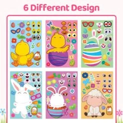 36PCS Easter-Themed Make A Face Stickers -Popfun 36pcs easter themed make a face stickers 114891