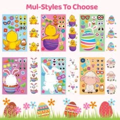 36PCS Easter-Themed Make A Face Stickers -Popfun 36pcs easter themed make a face stickers 268733