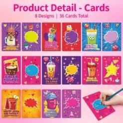 36PCS Kids' Valentine Cards With Crazy Loop Straws Set -Popfun 36pcs kids valentine cards with crazy loop straws set 562602