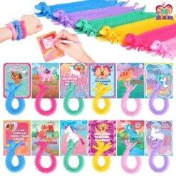 36PCs Valentine's Unicorn Noodle Fidget Toys With Valentine Cards