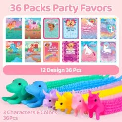 36PCs Valentine's Unicorn Noodle Fidget Toys With Valentine Cards 12 36PCs Valentine's Unicorn Noodle Fidget Toys With Valentine Cards -Popfun 36pcs valentines unicorn noodle fidget toys with valentine cards 892941