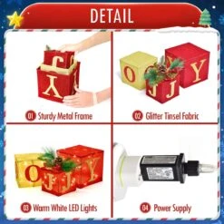 Christmas Lighted Gift Boxes Decoration -Popfun 3pcs inflatables christmas lighted gift boxes 187003