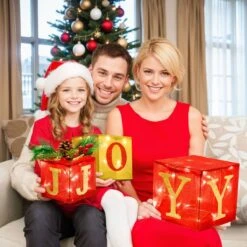 Christmas Lighted Gift Boxes Decoration -Popfun 3pcs inflatables christmas lighted gift boxes 435280