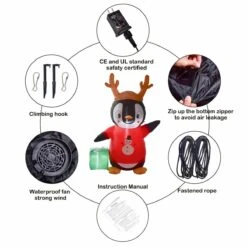 Present Penguin Holiday Inflatable 4ft -Popfun 4 ft present penguin holiday inflatable 316142