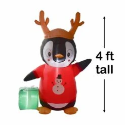 Present Penguin Holiday Inflatable 4ft -Popfun 4 ft present penguin holiday inflatable 519229
