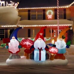 Xmas Gnomes Holiday Inflatable 4ft -Popfun 4 ft xmas gnomes holiday inflatable 189142
