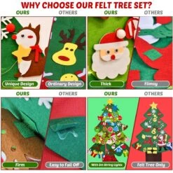 Christmas Felt Tree With 43PCS Detachable Ornaments -Popfun 41pcs detachable christmas ornaments 269407