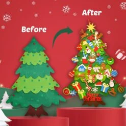 Christmas Felt Tree With 43PCS Detachable Ornaments -Popfun 41pcs detachable christmas ornaments 512693