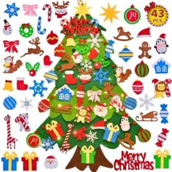 Christmas Felt Tree With 43PCS Detachable Ornaments -Popfun 41pcs detachable christmas ornaments 711831