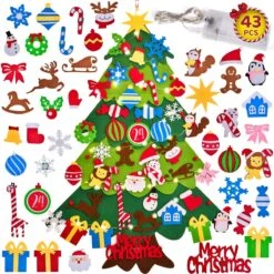 Christmas Felt Tree With 43PCS Detachable Ornaments -Popfun 41pcs detachable christmas ornaments 927946