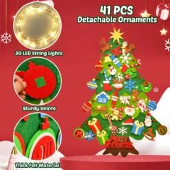 Christmas Felt Tree With 43PCS Detachable Ornaments -Popfun 41pcs detachable christmas ornaments 962861