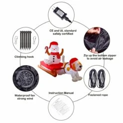 4.8' Ft Inflatable Snowman On A Sled Holiday Decoration -Popfun 48 ft seasons sled holiday inflatable 417762