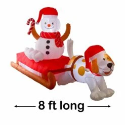 4.8' Ft Inflatable Snowman On A Sled Holiday Decoration -Popfun 48 ft seasons sled holiday inflatable 778359