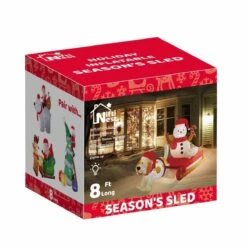 4.8' Ft Inflatable Snowman On A Sled Holiday Decoration -Popfun 48 ft seasons sled holiday inflatable 938481