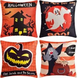 Halloween Pillow Covers Set 4pcs