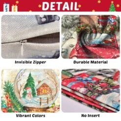 4PCS Vintage Christmas Pillow Covers Set -Popfun 4pcs vintage christmas pillow covers 701463