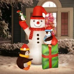 Christmas Inflatable Snowman And Penguins 5.7ft