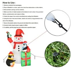Christmas Inflatable Snowman And Penguins 5.7ft -Popfun 57 ft christmas inflatable snowman and penguins 332588