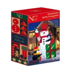 Christmas Inflatable Snowman And Penguins 5.7ft -Popfun 57 ft christmas inflatable snowman and penguins 856810