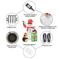 Christmas Inflatable Snowman And Penguins 5.7ft -Popfun 57 ft christmas inflatable snowman and penguins 919833