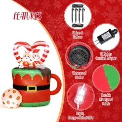 5FT Inflatable Christmas Gingerbread Couple -Popfun 5ft inflatable christmas gingerbread couple 542050