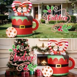 5FT Inflatable Christmas Gingerbread Couple -Popfun 5ft inflatable christmas gingerbread couple 544708