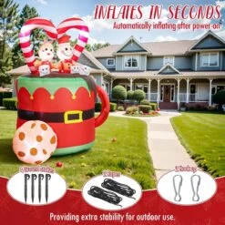 5FT Inflatable Christmas Gingerbread Couple -Popfun 5ft inflatable christmas gingerbread couple 760304