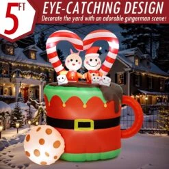 5FT Inflatable Christmas Gingerbread Couple -Popfun 5ft inflatable christmas gingerbread couple 913296