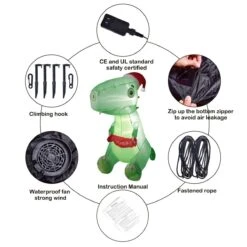 Christmas Dinosaur Holiday Inflatable 6 Ft. -Popfun 6 ft christmas dinosaur holiday inflatable 139174