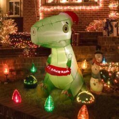Christmas Dinosaur Holiday Inflatable 6 Ft.