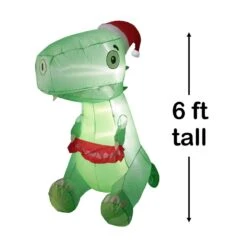 Christmas Dinosaur Holiday Inflatable 6 Ft. -Popfun 6 ft christmas dinosaur holiday inflatable 266720