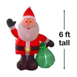 6' Ft Happy Santa Holiday Inflatable -Popfun 6 ft happy santa holiday inflatable 344683