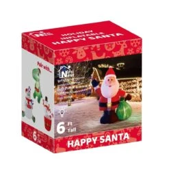6' Ft Happy Santa Holiday Inflatable -Popfun 6 ft happy santa holiday inflatable 353574