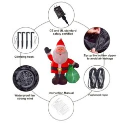 6' Ft Happy Santa Holiday Inflatable -Popfun 6 ft happy santa holiday inflatable 638188