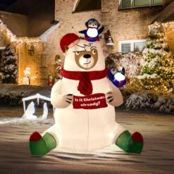 Merry Bear Inflatable Winter Décor 6 Ft