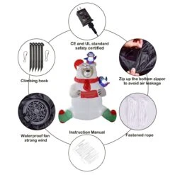 Merry Bear Inflatable Winter Décor 6 Ft -Popfun 6 ft merry bear holiday inflatable 586940