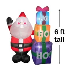 Stacked Santa Inflatable Holiday Décor 6ft -Popfun 6 ft stacked santa holiday inflatable 113940