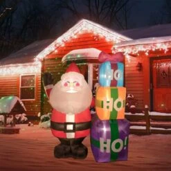 Stacked Santa Inflatable Holiday Décor 6ft -Popfun 6 ft stacked santa holiday inflatable 279447