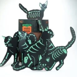 Glowy Black Cats Halloween Yard Signs 6 Pcs