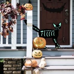 Glowy Black Cats Halloween Yard Signs 6 Pcs -Popfun 6 pcs glowy black cats halloween yard signs 940286