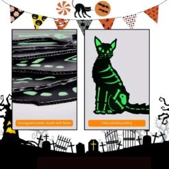 Glowy Black Cats Halloween Yard Signs 6 Pcs -Popfun 6 pcs glowy black cats halloween yard signs 995438