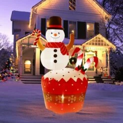 Festive Frosty Holiday Inflatable 7ft 10 Festive Frosty Holiday Inflatable 7ft -Popfun 7 ft festive frosty holiday inflatable 410120